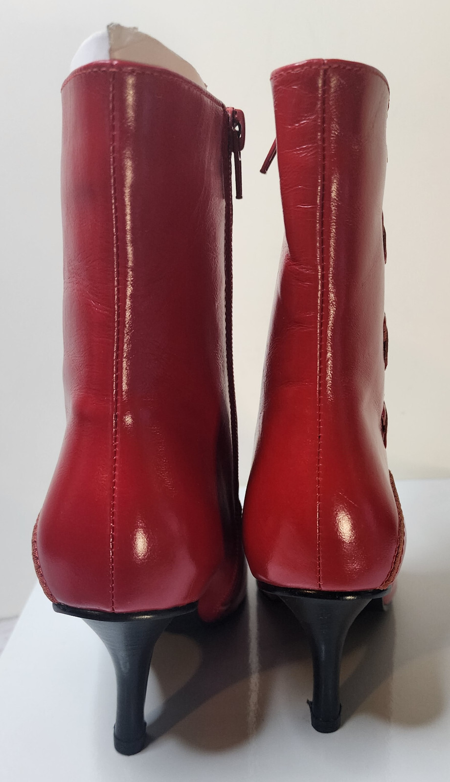 Firenze Women’s Leather Red Calf-Height Pointed Boots Euro Size 36 US 6 with Box