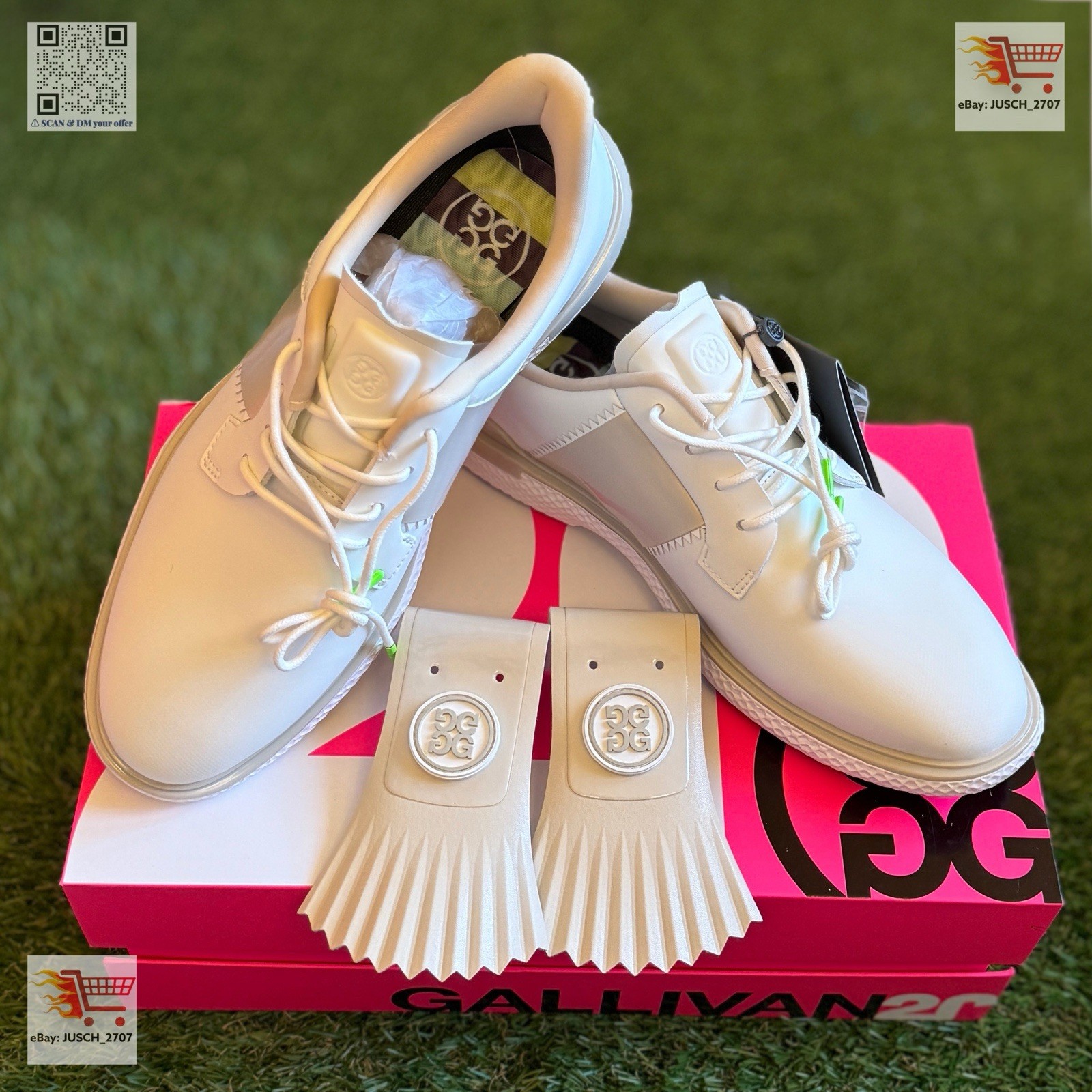 G/Fore Gallivan2r Golf Shoes Sneaker⛳️ LADIES US 8.5 Khaki Stone Stripe Kiltie