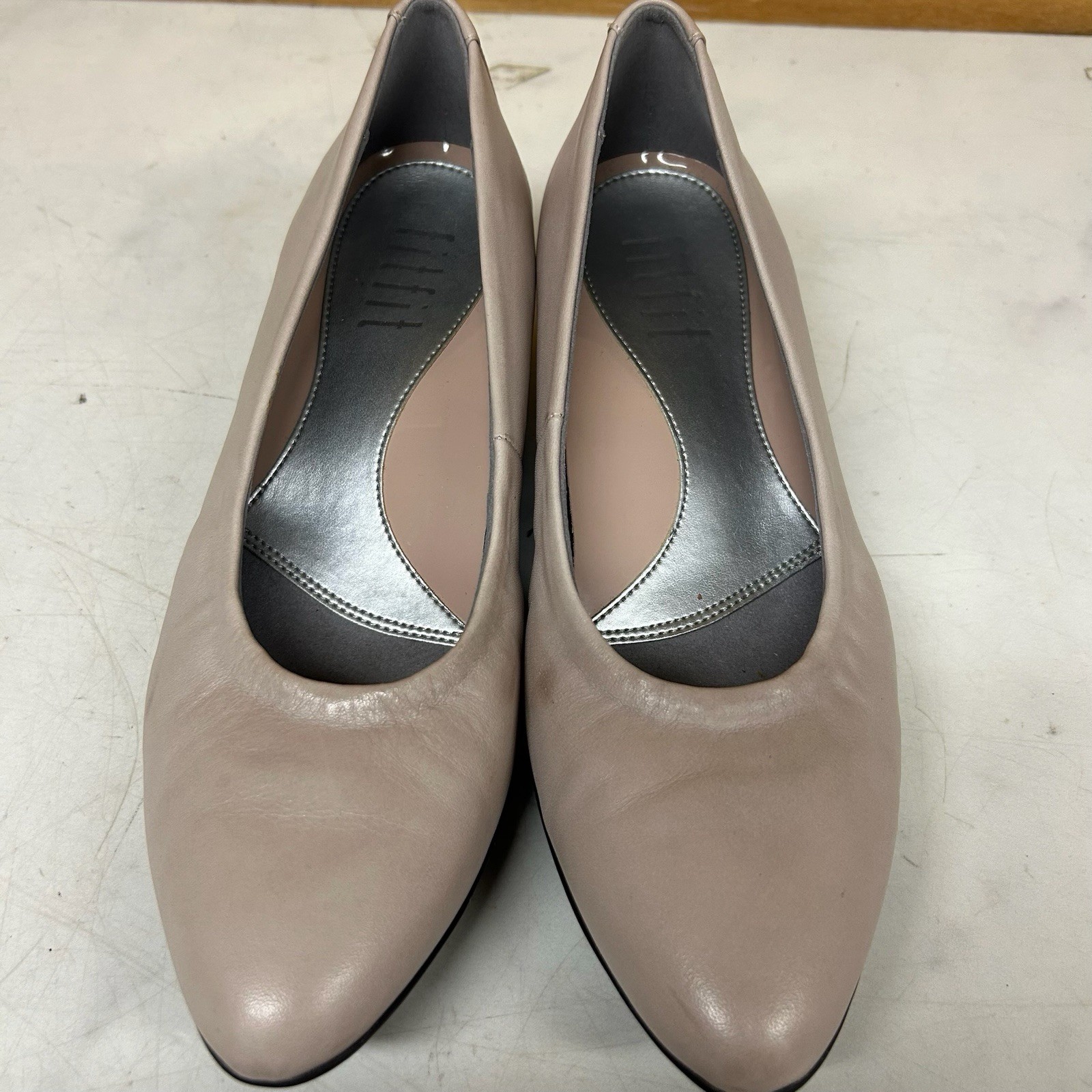 fitfit Women’s Comfort Low Heel Pumps Beige Gray Size 24.0cm Leather Used