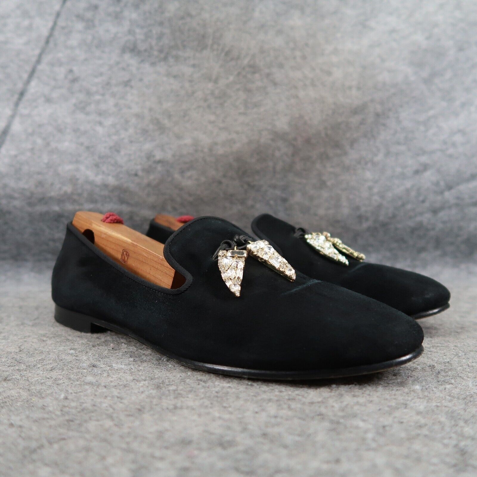 Giuseppe Zanotti Shoes Women 36 Slipper Loafer Shark Crystal Charm Fashion Black