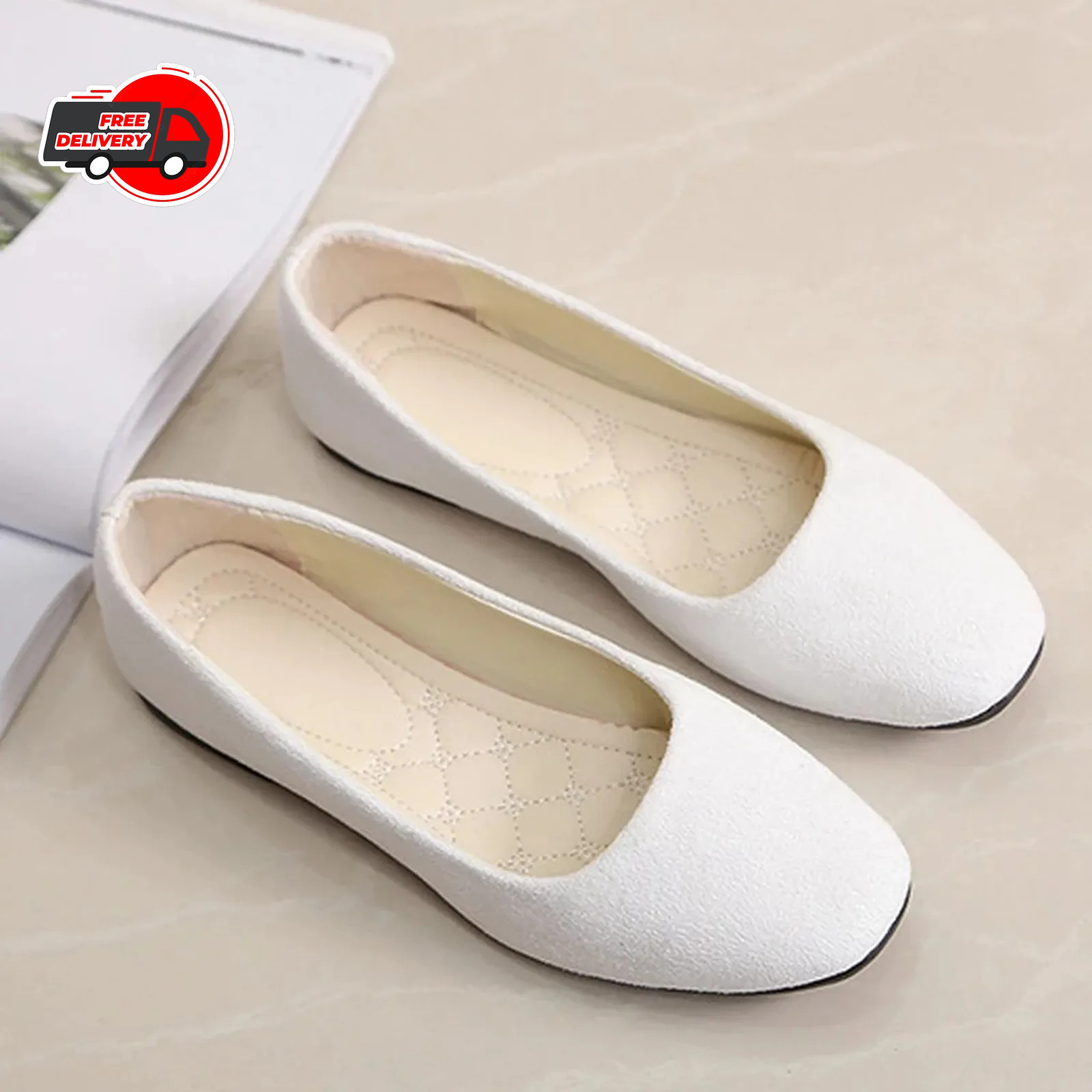 Womens Flats Ballet Shoes Slip on Comfortable Soft Casual Dress Shoes Square New