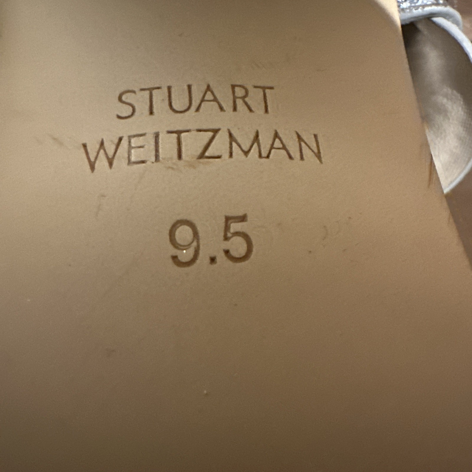 STUART WEITZMAN EU 40/ US 9.5 Twistie Block 75 Metallic Mule Platinum *FLAWED*