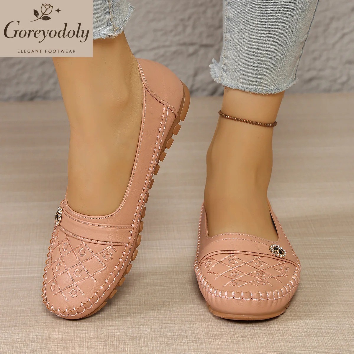 Women’s Quilted Leather Loafers Slip On Breathable Casual Walking Flat Shoes