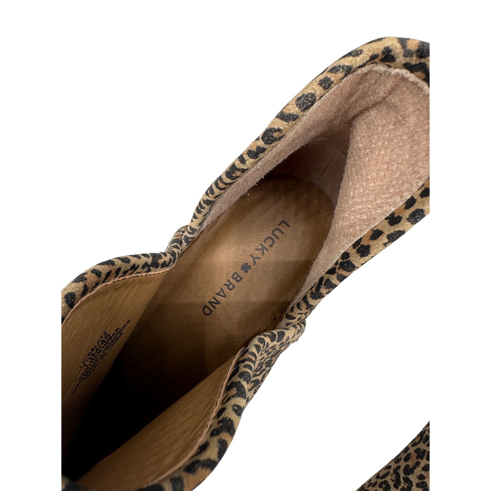Lucky Brand Baley2 Booties Womens 13M Leopard Print Leather Cutout Ankle Boot