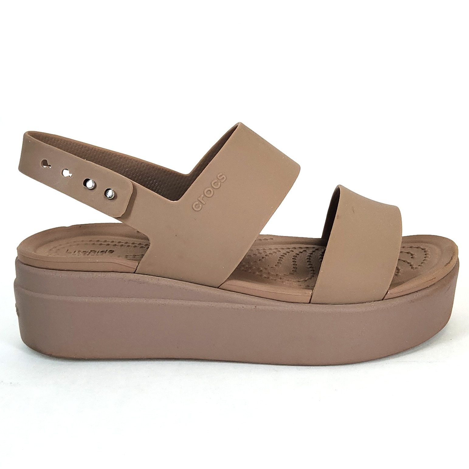 Crocs Brooklyn Low Wedge Sandals Women 5 Mushroom Platform Slingback Comfort