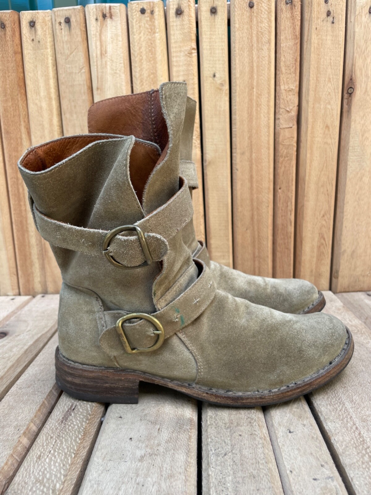 Fiorentini Baker Eternity Suede Buckle Green Women’s Boots 36 / USA 6
