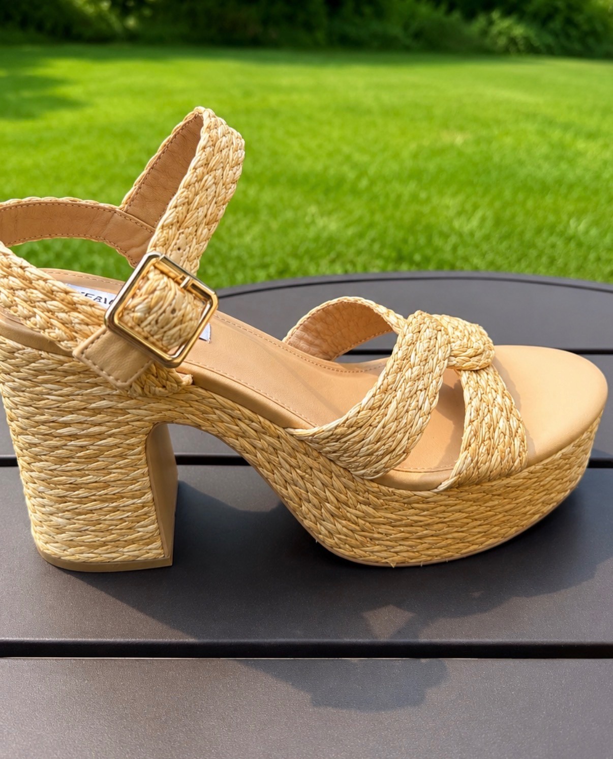 Steve Madden Raffia Platform Block Heels | Women’s Size 8.5