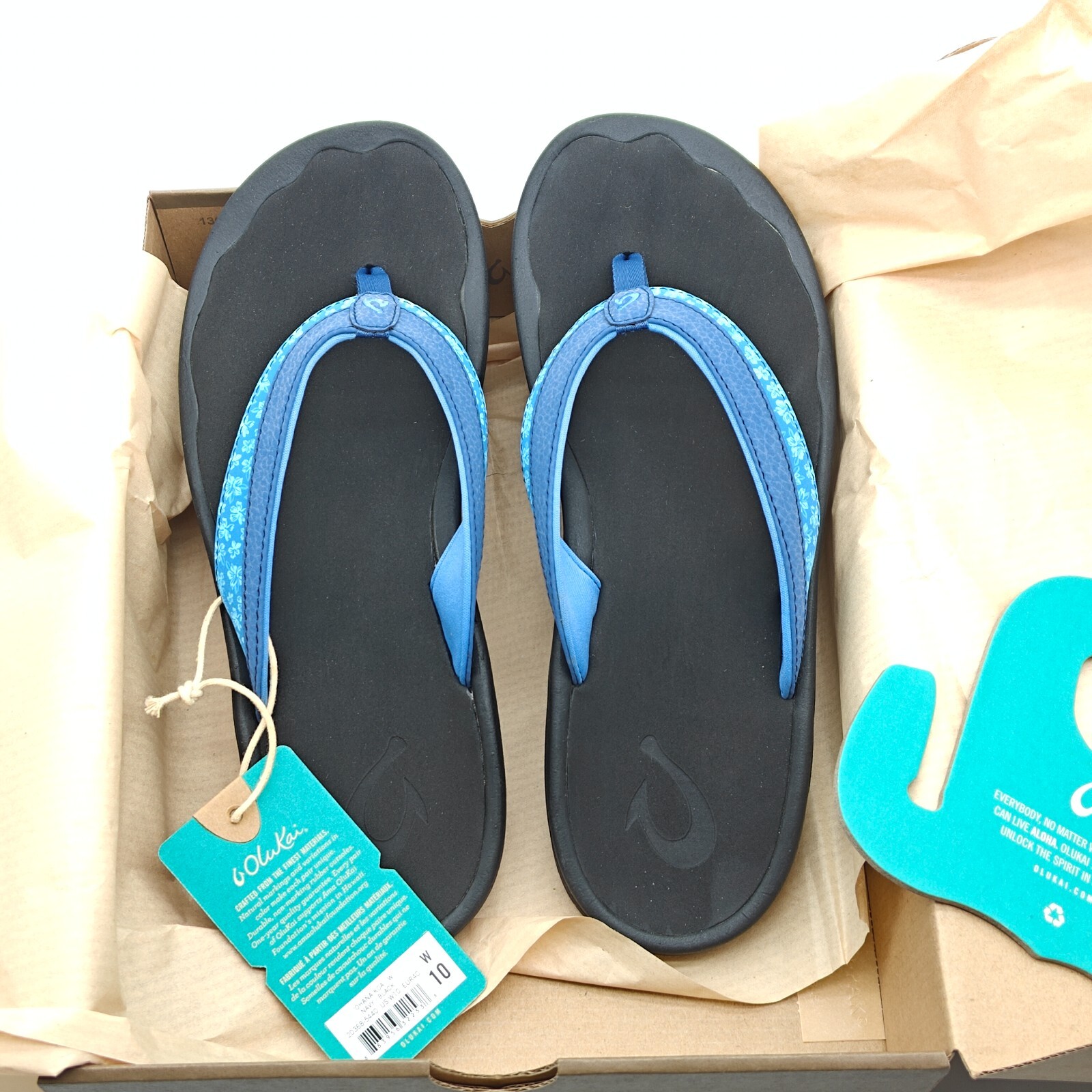 OluKai Women’s Ohana Koa 20368 Navy/Black Flip Flop Beach Sandals SZ 6/7/8/9/10
