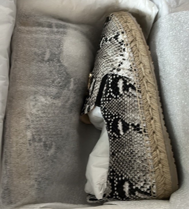 Jimmy Choo Women’s Snake Print Espadrille Slip-On Sneakers Black/Gray NIB