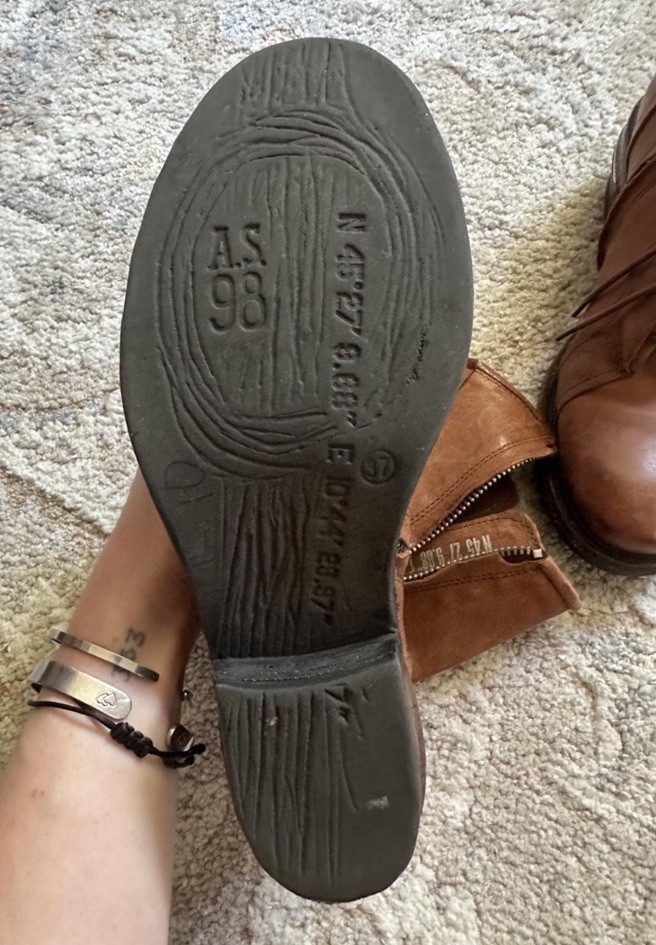 A.S. 98 Women’s Brown Leather Mid-Calf Combat Boots Lace-Up Zipper US 7