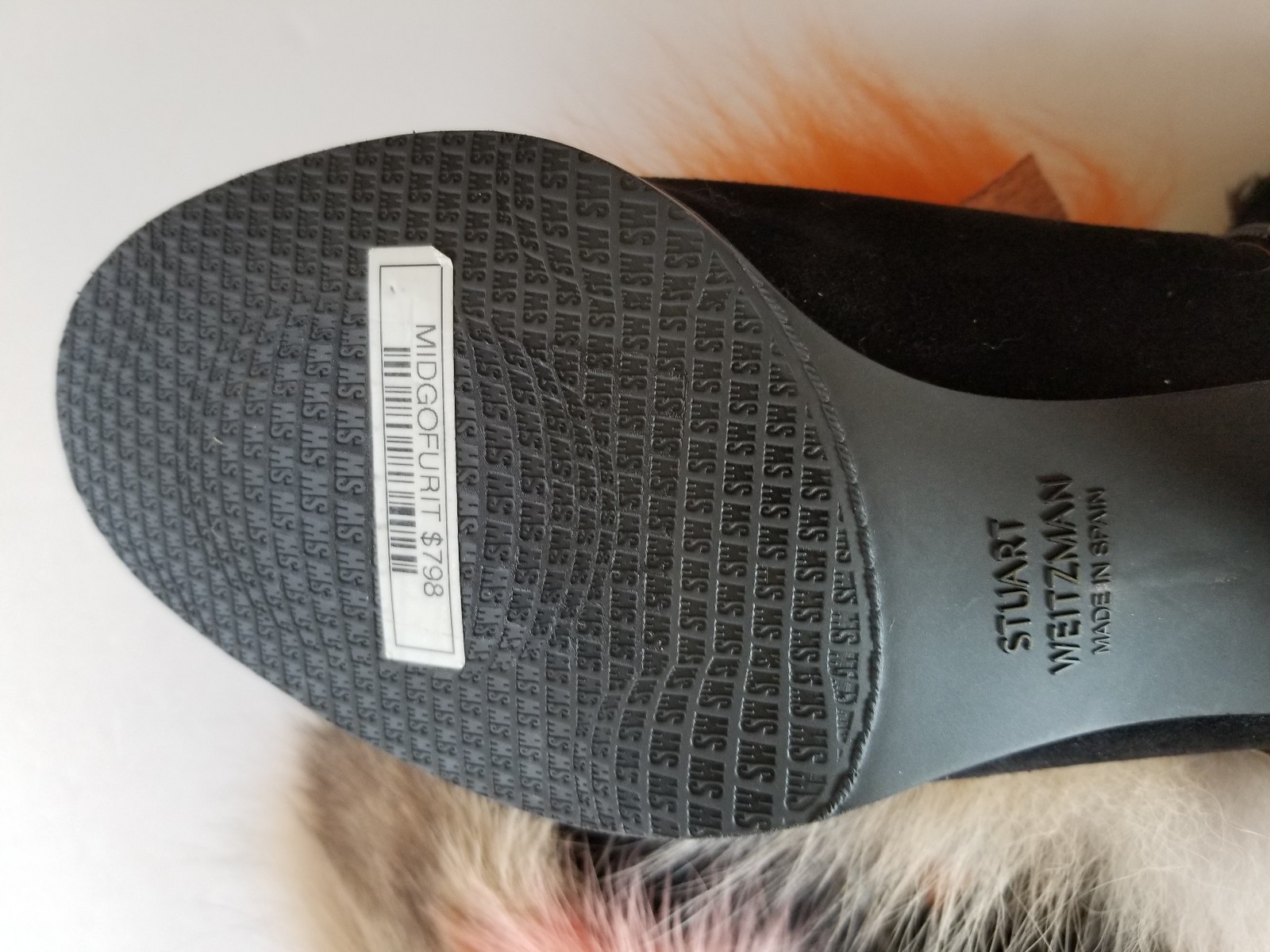NEW $890 Stuart Weitzman Midgofurit Fox Fur Bootie Ankle Boots Black Multi 6 US