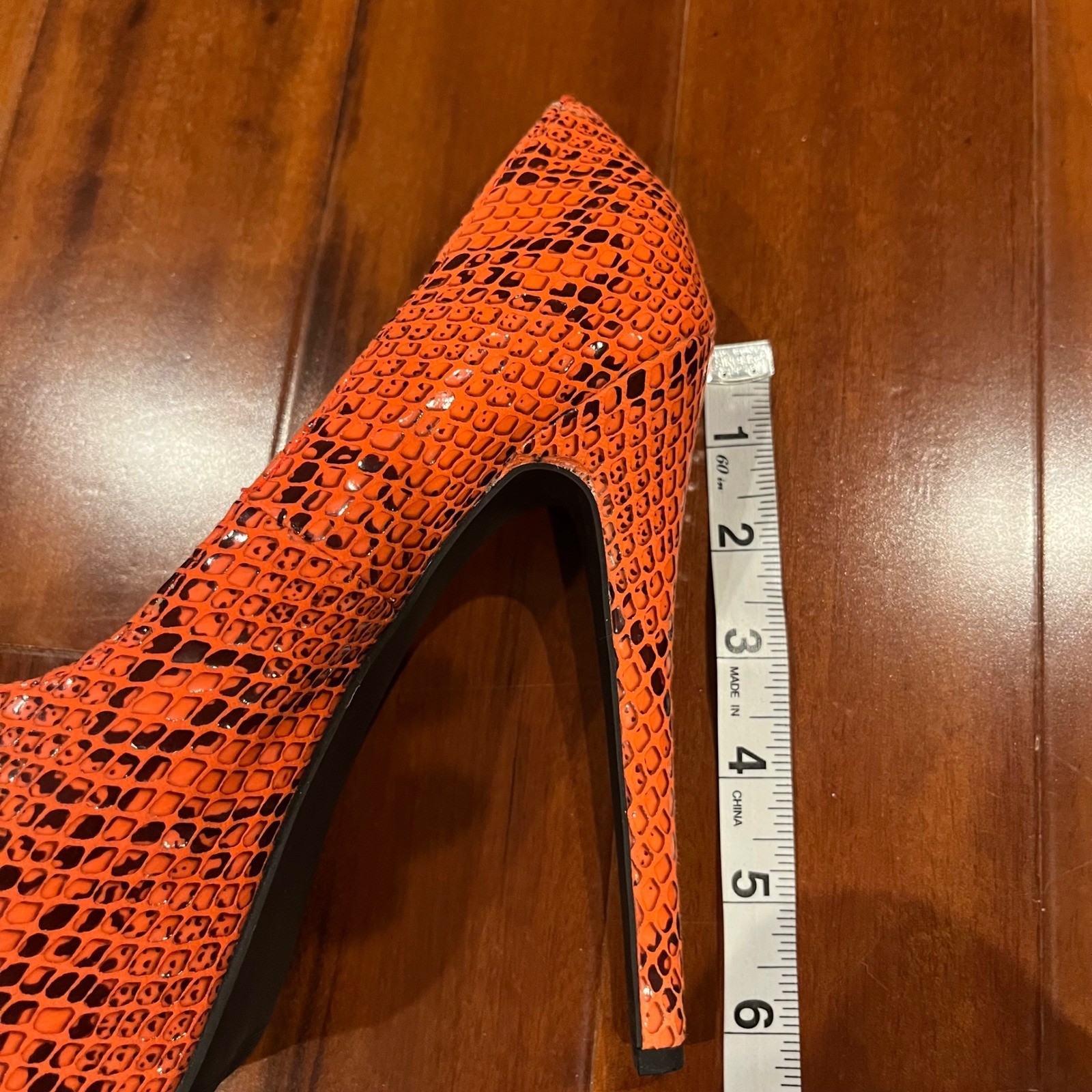 Steve Madden Snakeskin Pumps Heels Shoes Stiletto Dalya Orange Platform Size 5.5