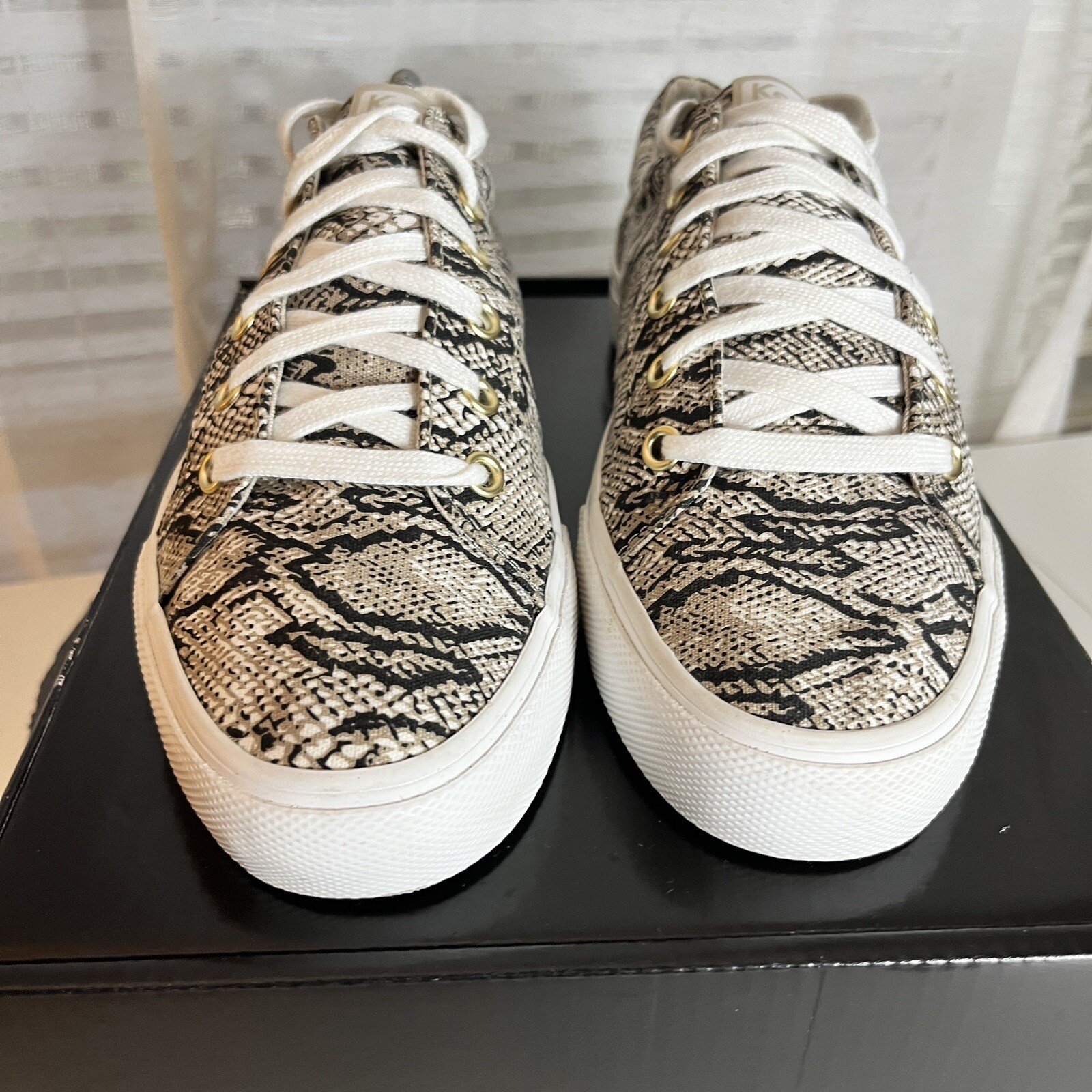 Keds Jump Kick Sneakers Womens Size 9.5 Python Snake Print Canvas Lace Up EUC!