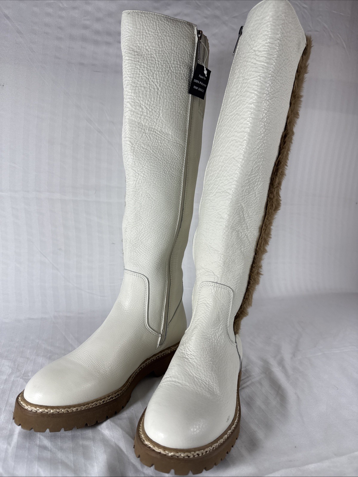 Aquatalia White Pebbled Leather Knee High Boots ITALY SEE DESCRIPTION WOMENS 8.5