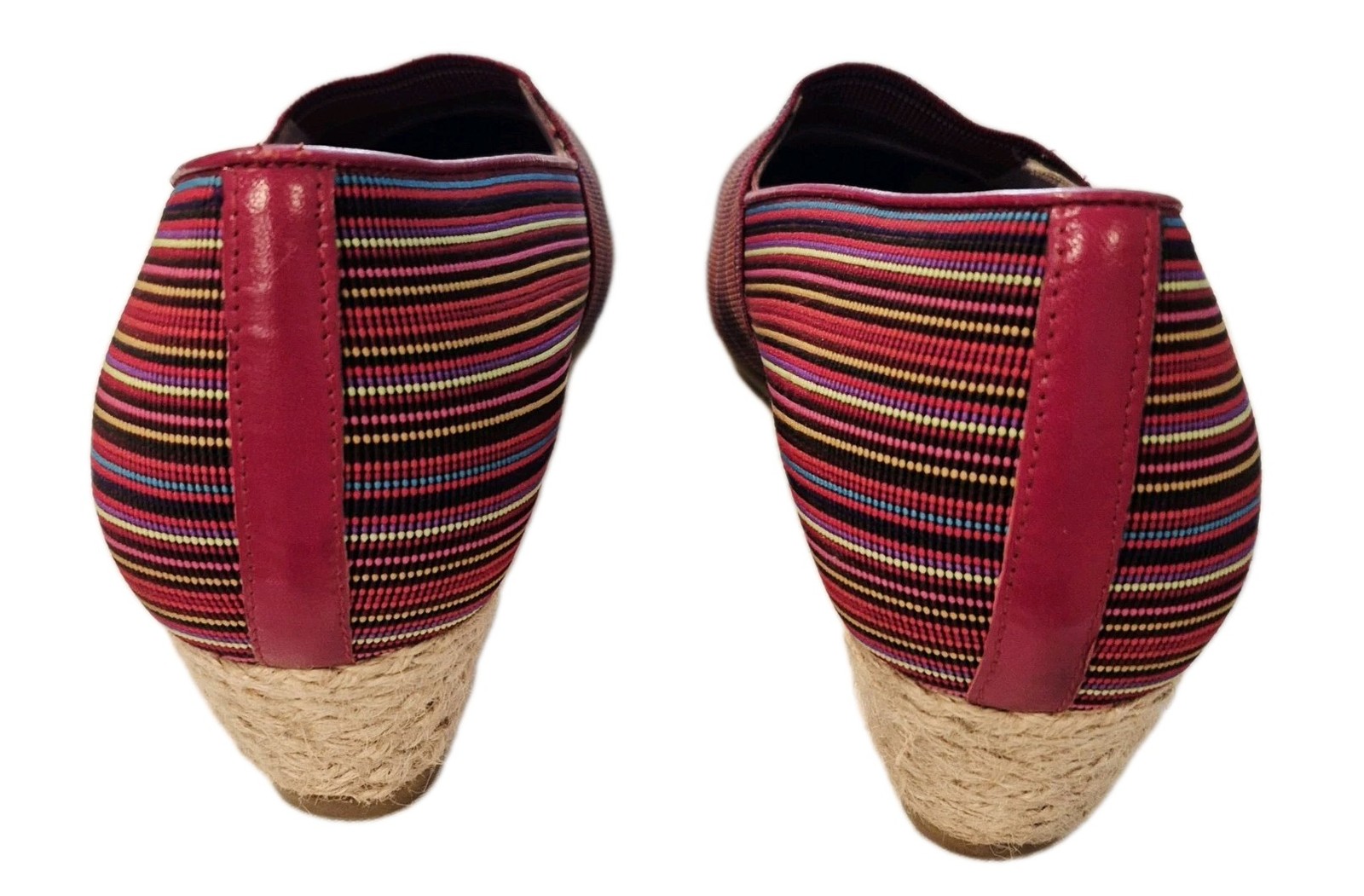 SAS Becky RED Multicolor Stripe Slip on Shoes Espadrilles Wedge Heels Size 8WW
