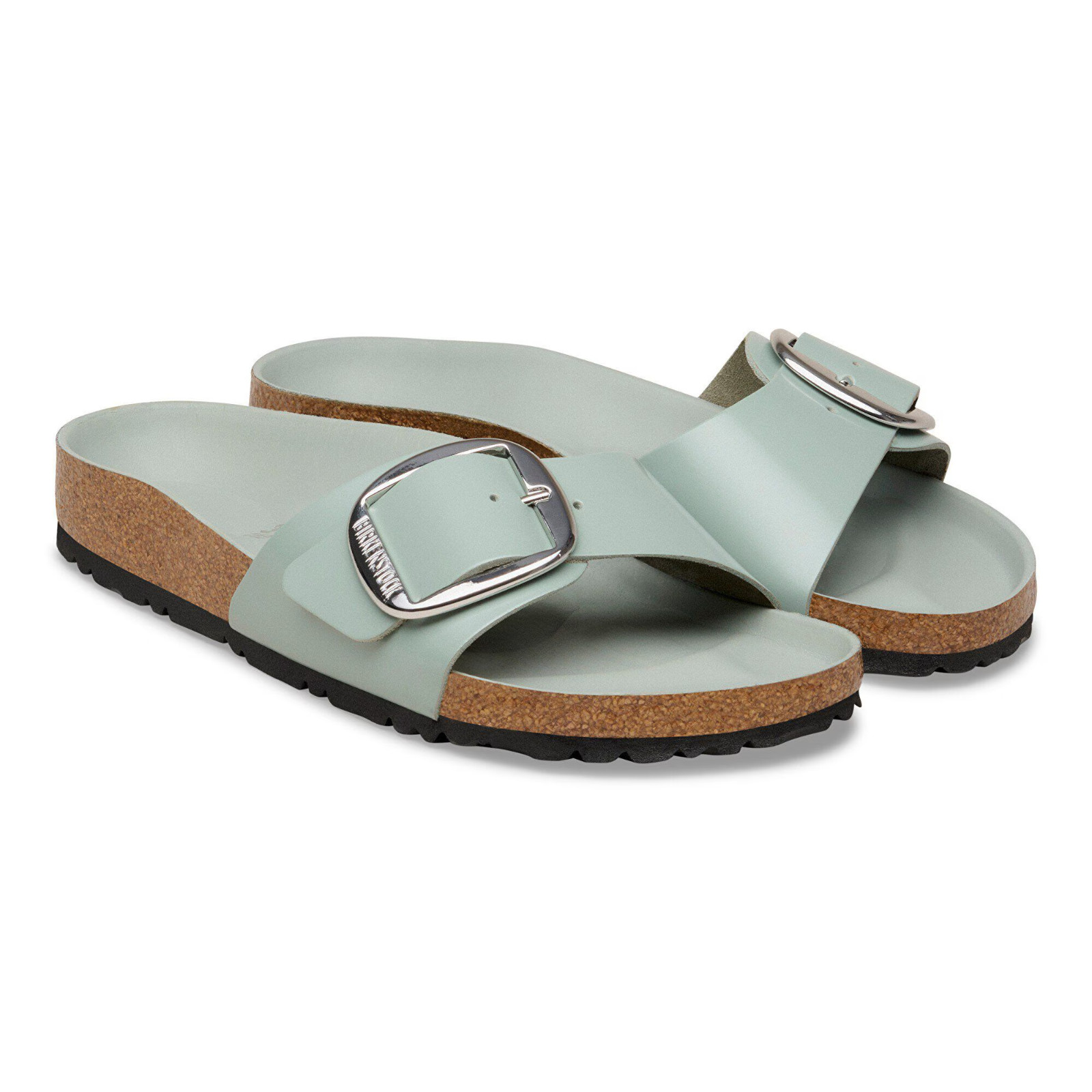 Birkenstock Women Madrid Big Buckle Leather High Shine Sandals Sage EU 39 NAR