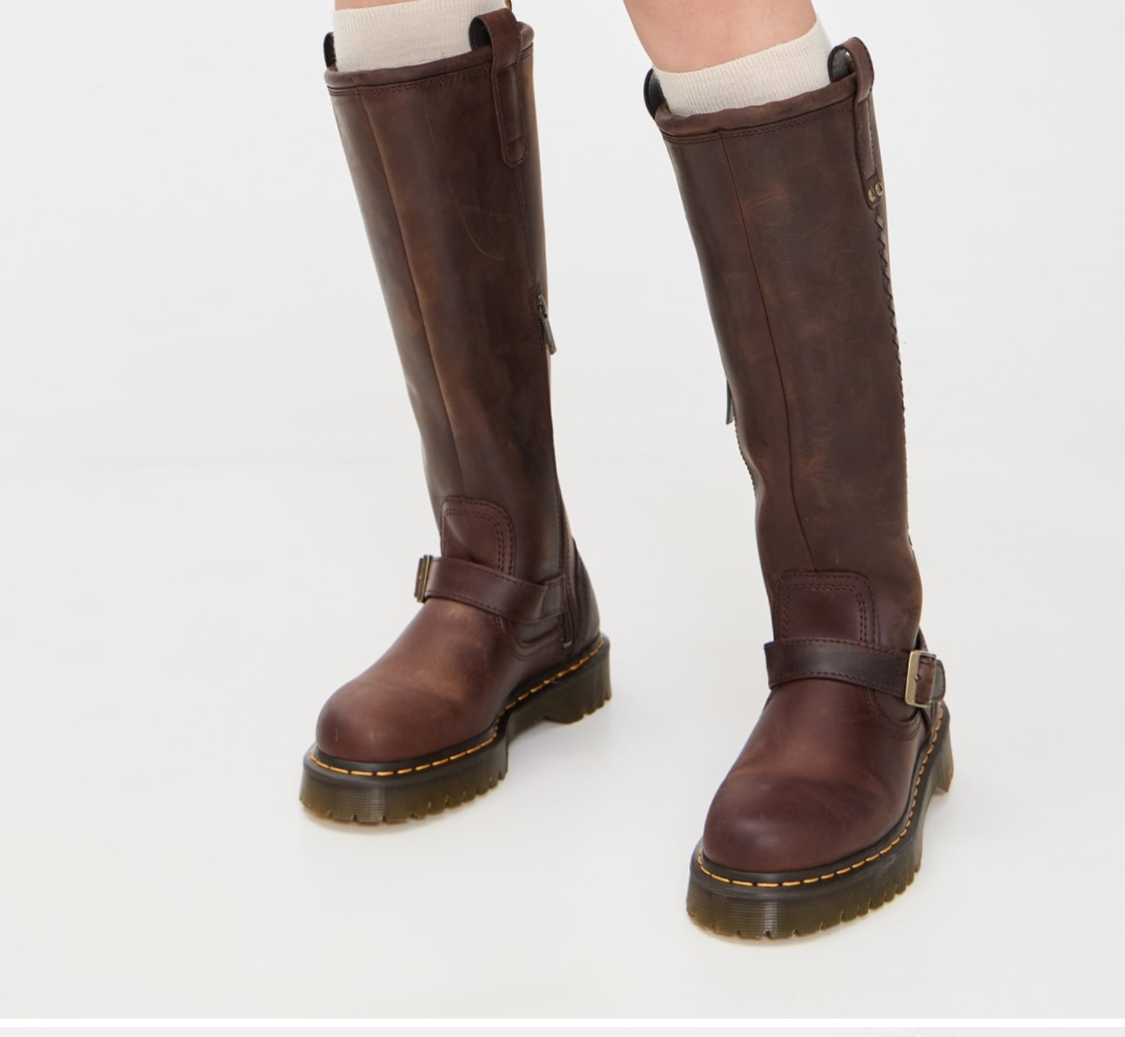 DR. MARTENS ANISTONE KNEE HIGH Orleans Leather Biker Boot MSRP$290 Punk&Timeless