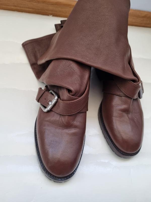 Women navy boot boots brown leather 36 #B9OM