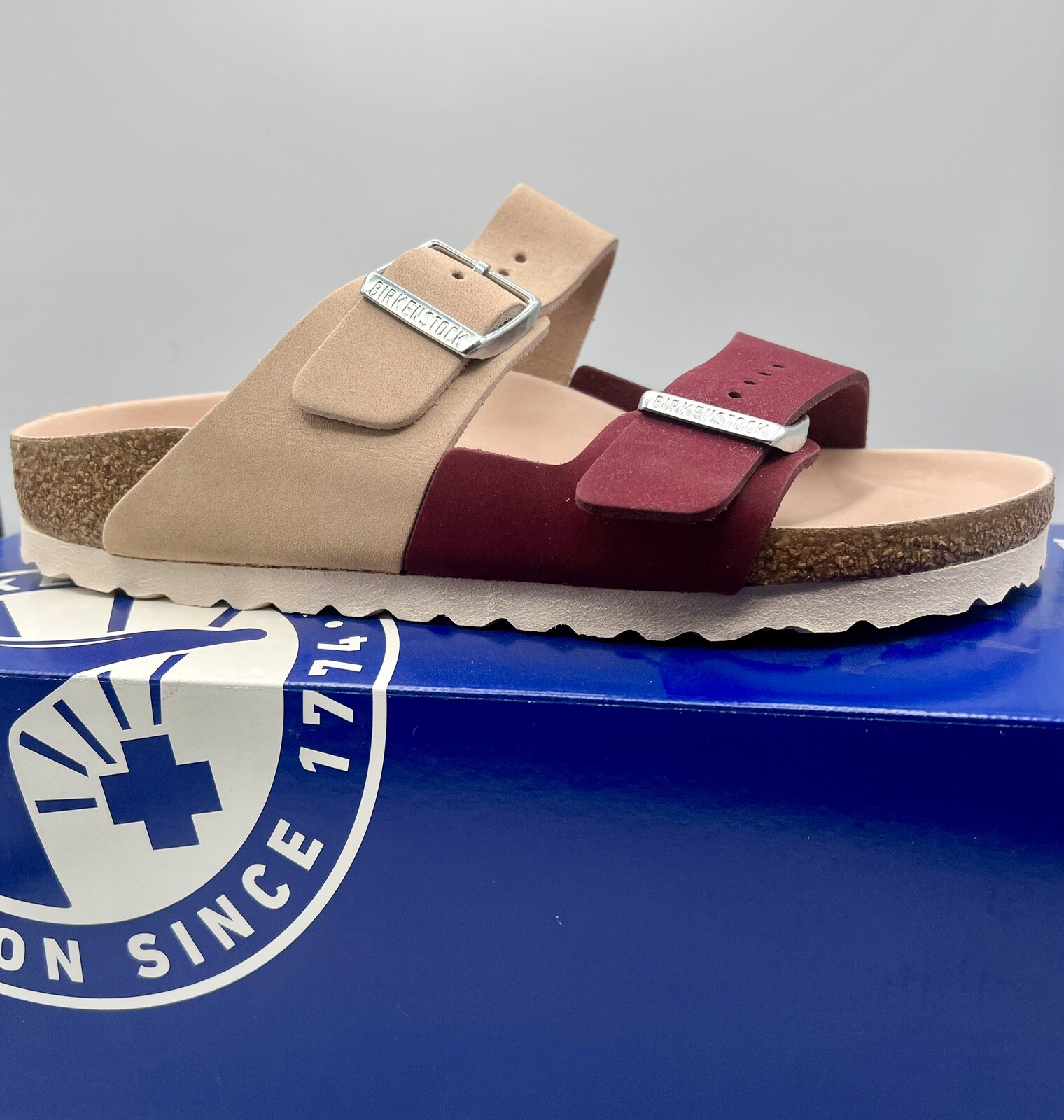 Birkenstock Women’s Arizona Split Nubuck Leather Maroon Sandals US5 EU36 1020499