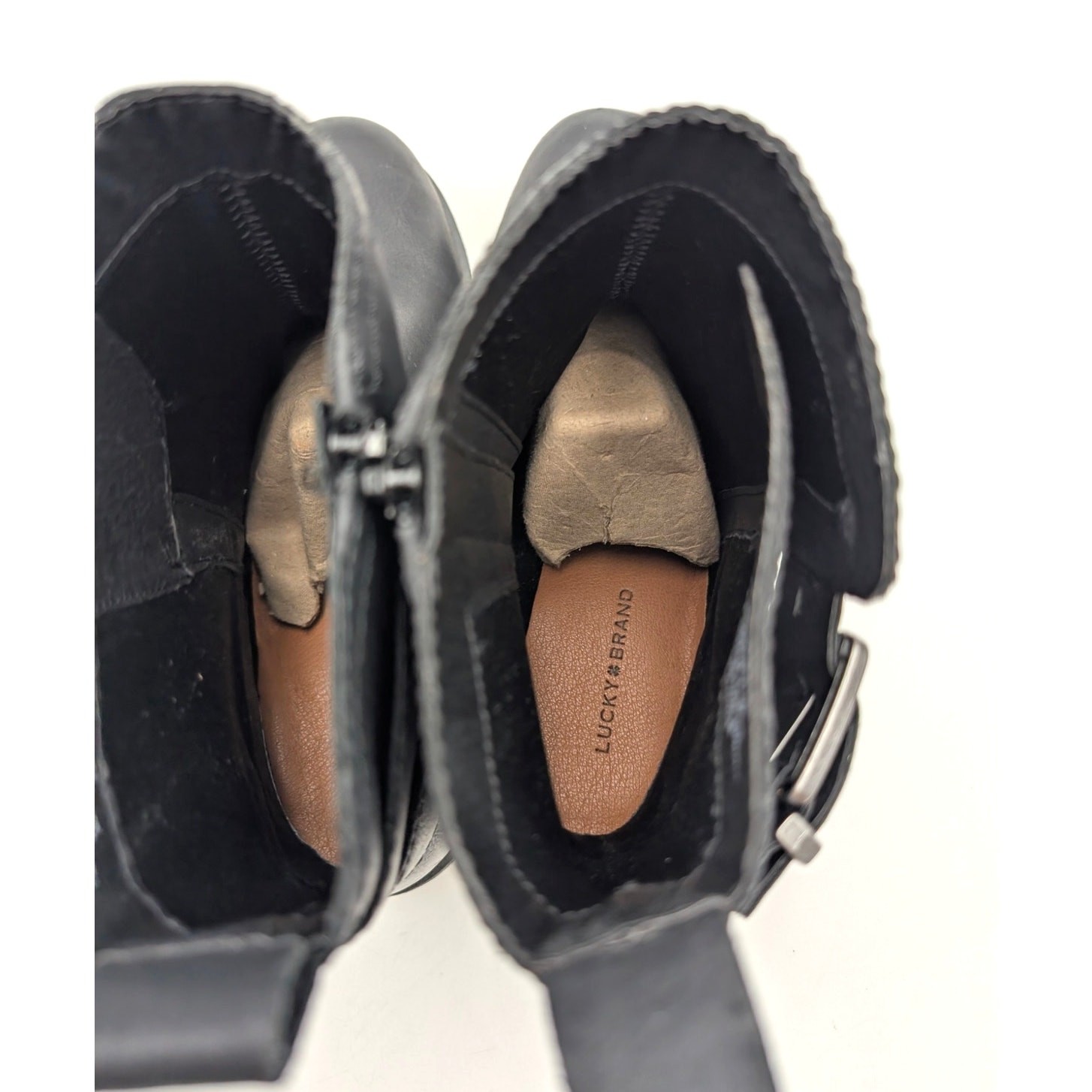 Lucky Brand Candre Double Buckle Lug Sole Boots Women’s Black Size US10M EU41.5