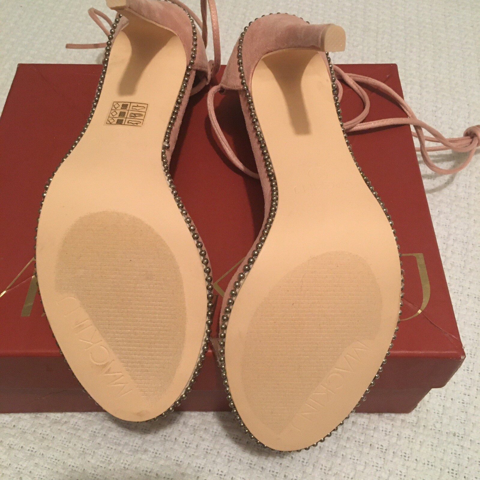 Mackin J 213-44 Women Transparent Strap High Heels Pumps Shoes Lace Up Nude Sz 9