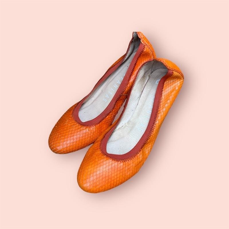 women heels orange leather 39 #4DS3