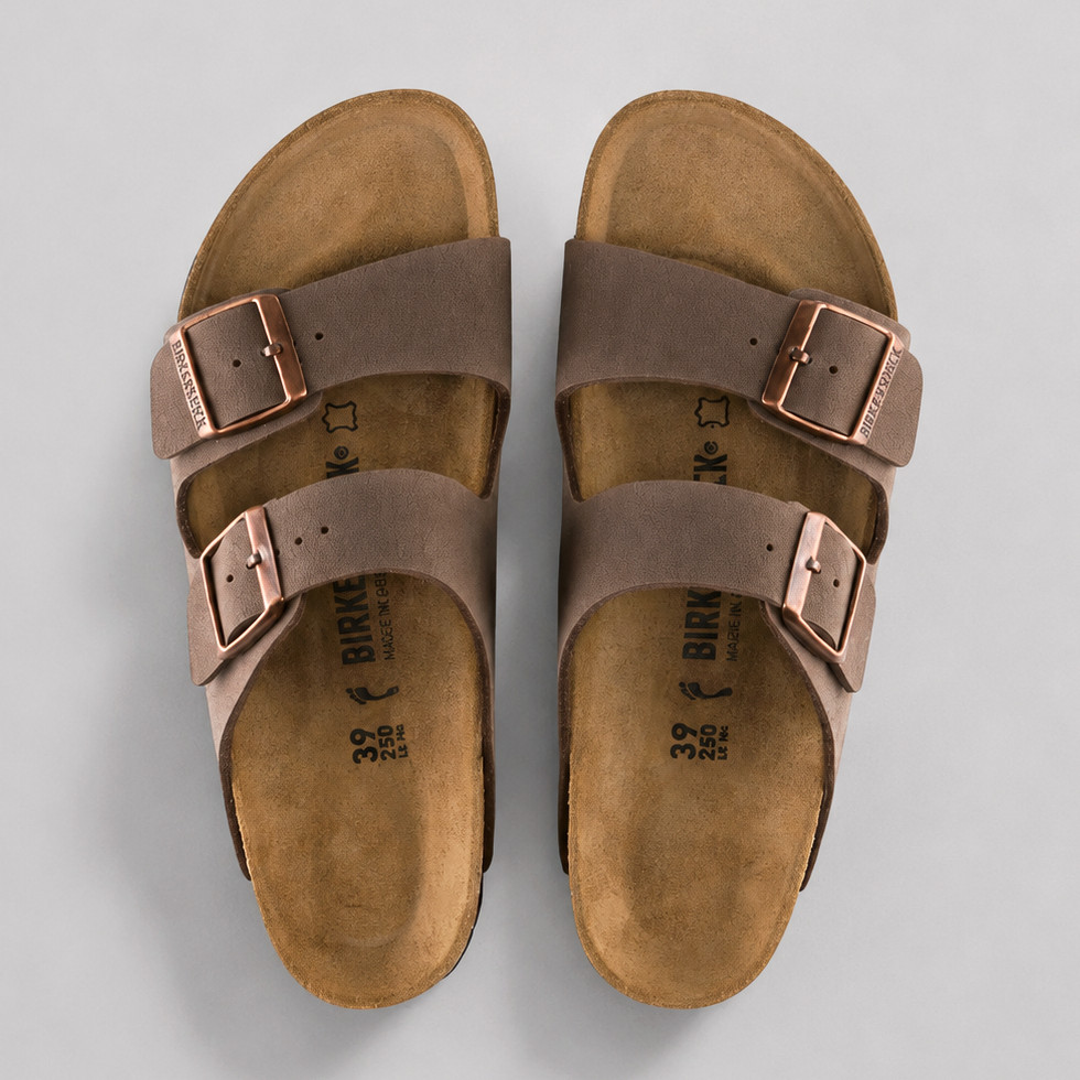 Birkenstock Arizona Mocha Birkibuc Two Strap Comfort Sandals