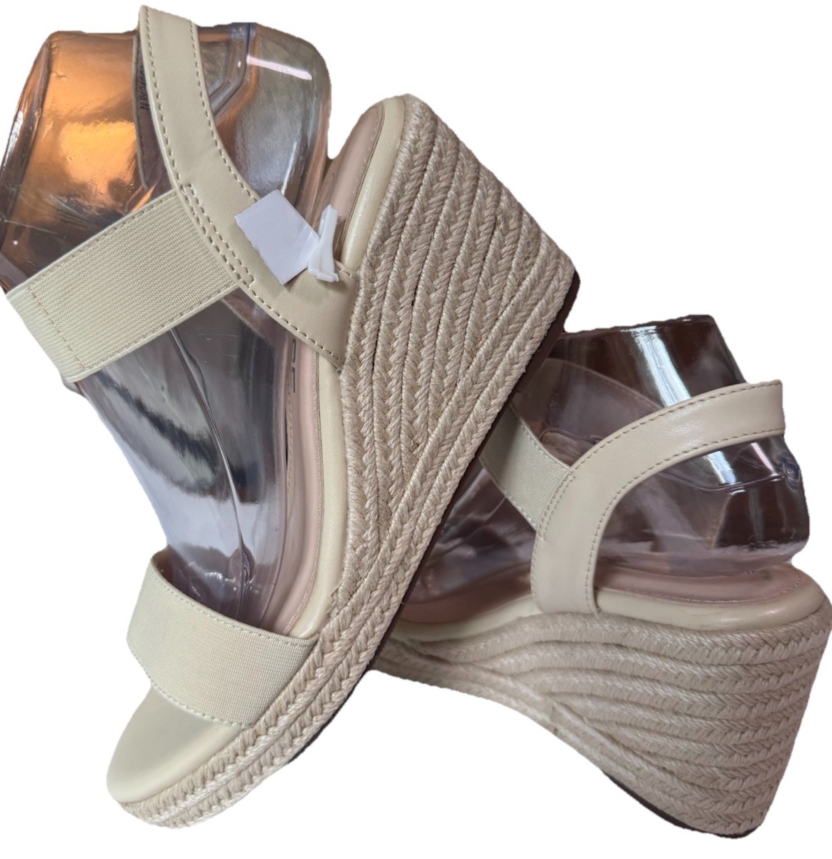 Vepose Beige Platform Wedge Espadrilles Open Toe Sandals Women’s Size 8.5 New