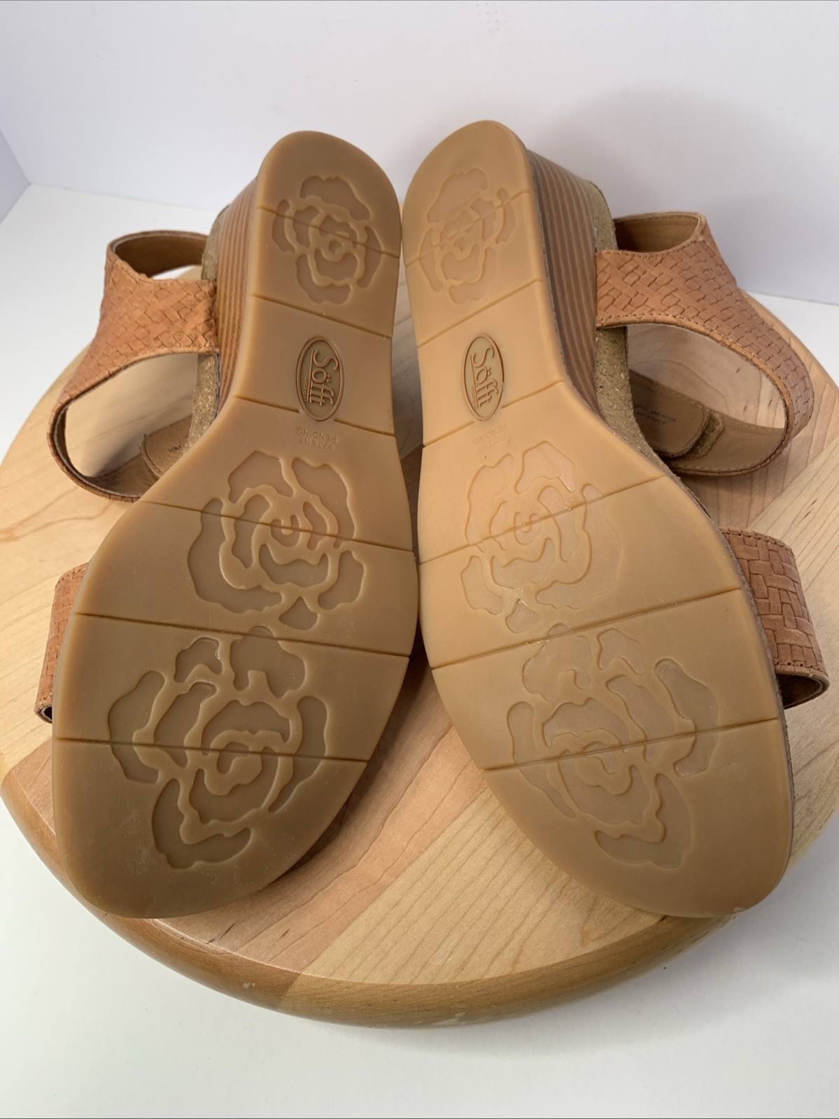 Sofft Womens 10M Verdi ll Brown Woven Leather Sandals Adjustable Straps 2” Wedge