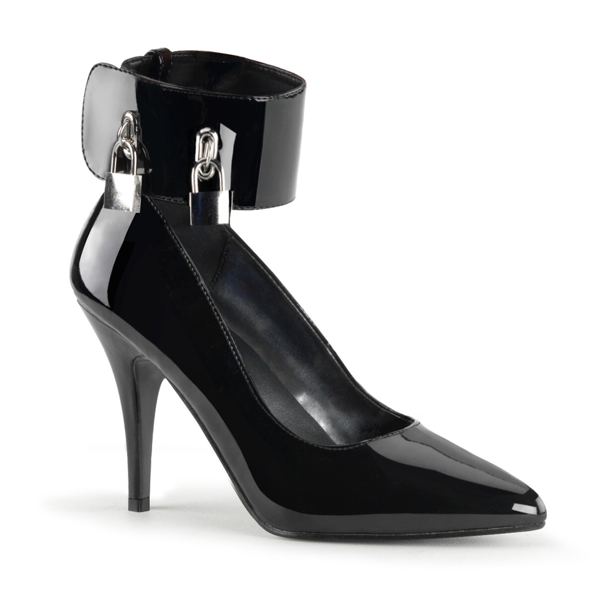 4″ Black Pointy Toe Heels Fetish Lock Key Cuffs Mens Crossdresser Womans Shoes