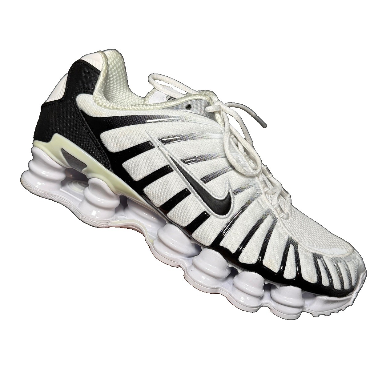 Nike Shox TL Metallic Platinum AV3395-102 Women’s Size 8 White Black Sneakers