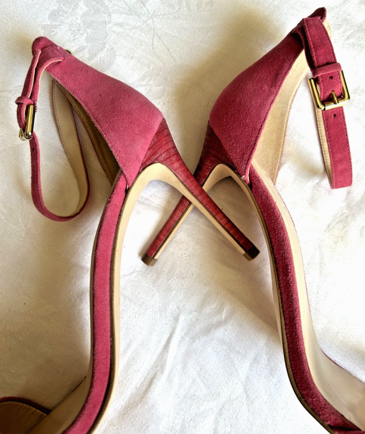 NINE WEST Fuchsia Pink Leather Strapped Heels Sandal Stiletto Heel Womens 11M
