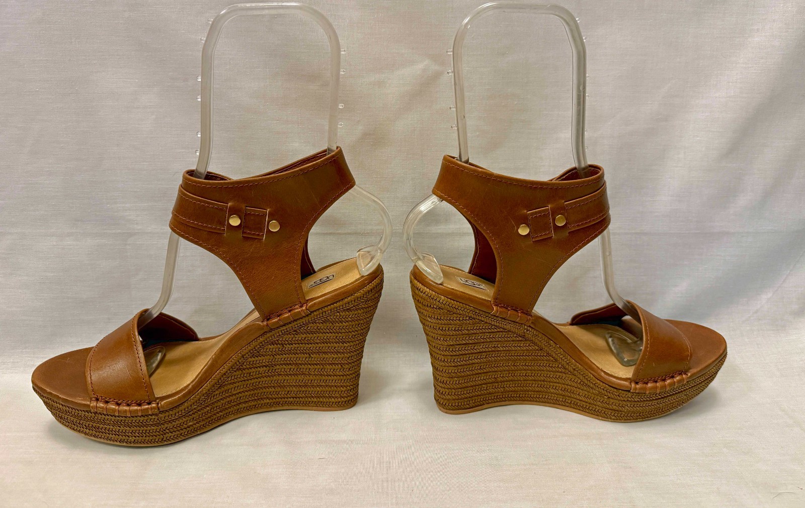 UGG Platform Leather Sandals Brown – Woven Wedge Ankle Strap Sandals