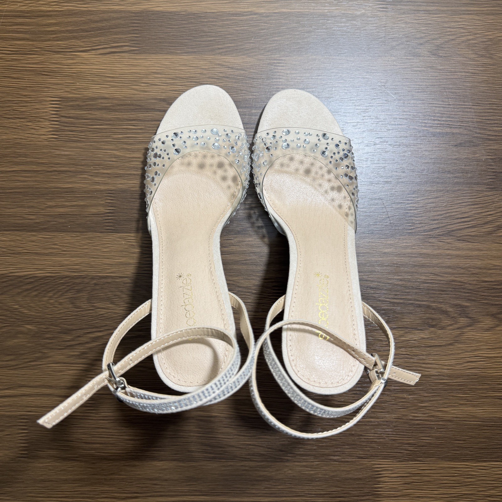 Shoedazzle Women Dress Sandals I See You Beige Size 8.5 LPN 0198 85 9380
