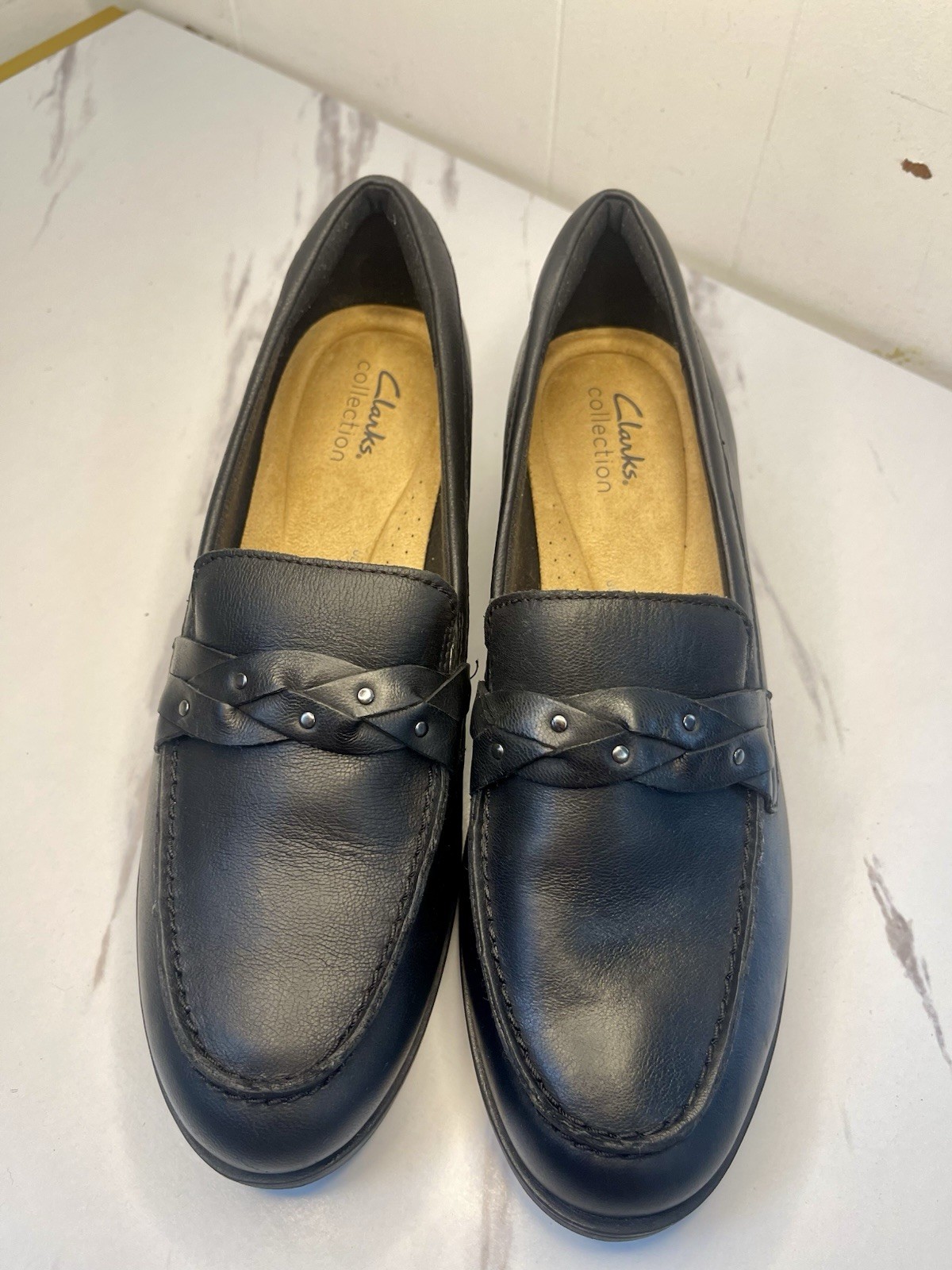 Clarks Charlten Echo Women’s Leather Loafers Comfortable Everyday Style Sz 9.5M