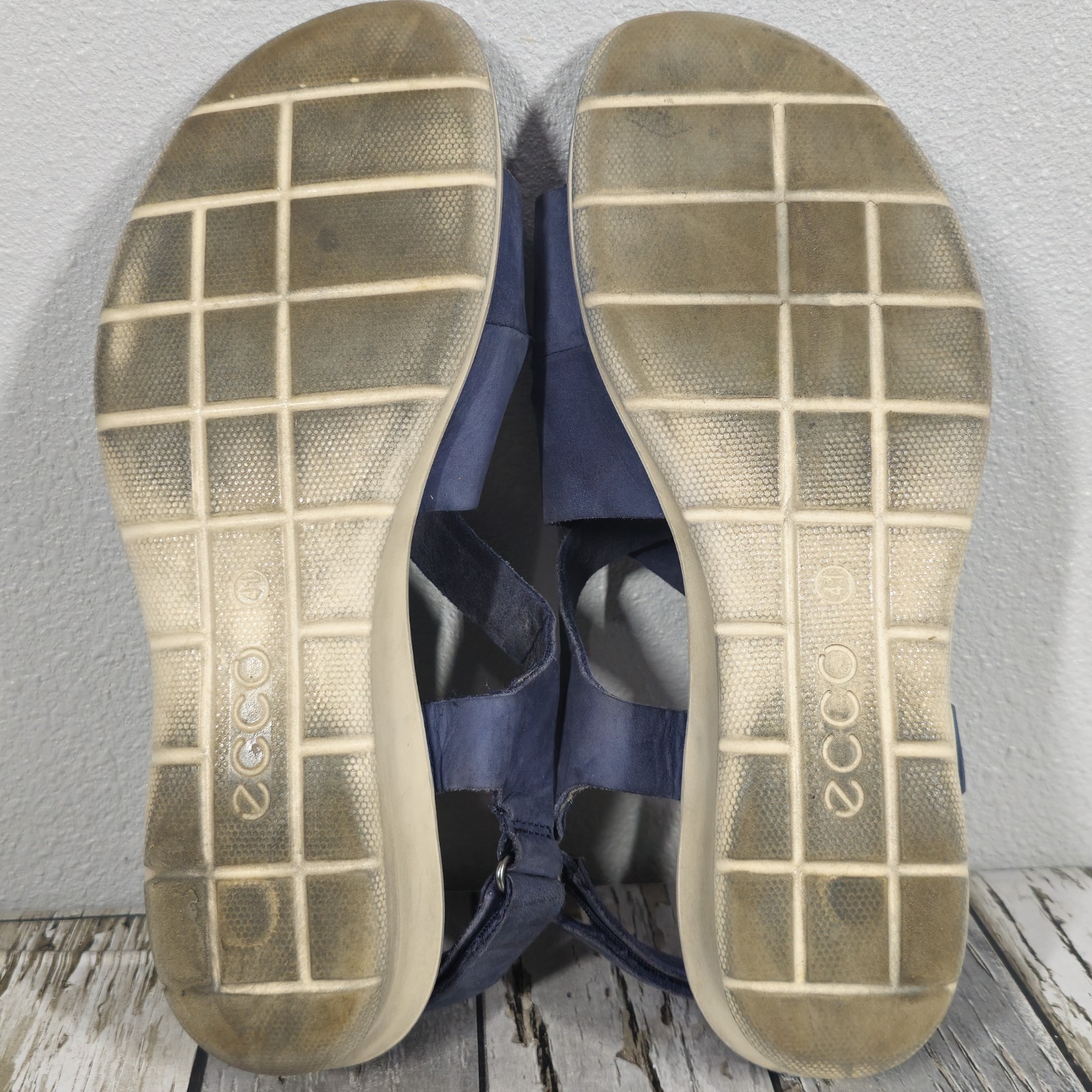 ECCO Felicia Suede Wedge Leather Sandal US 10-10.5 EU 41 Night Sky Navy Blue