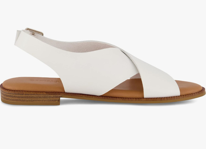 CUSHIONAIRE Women’s Lake Cross Band Sandal +Memory Foam, White – NEW