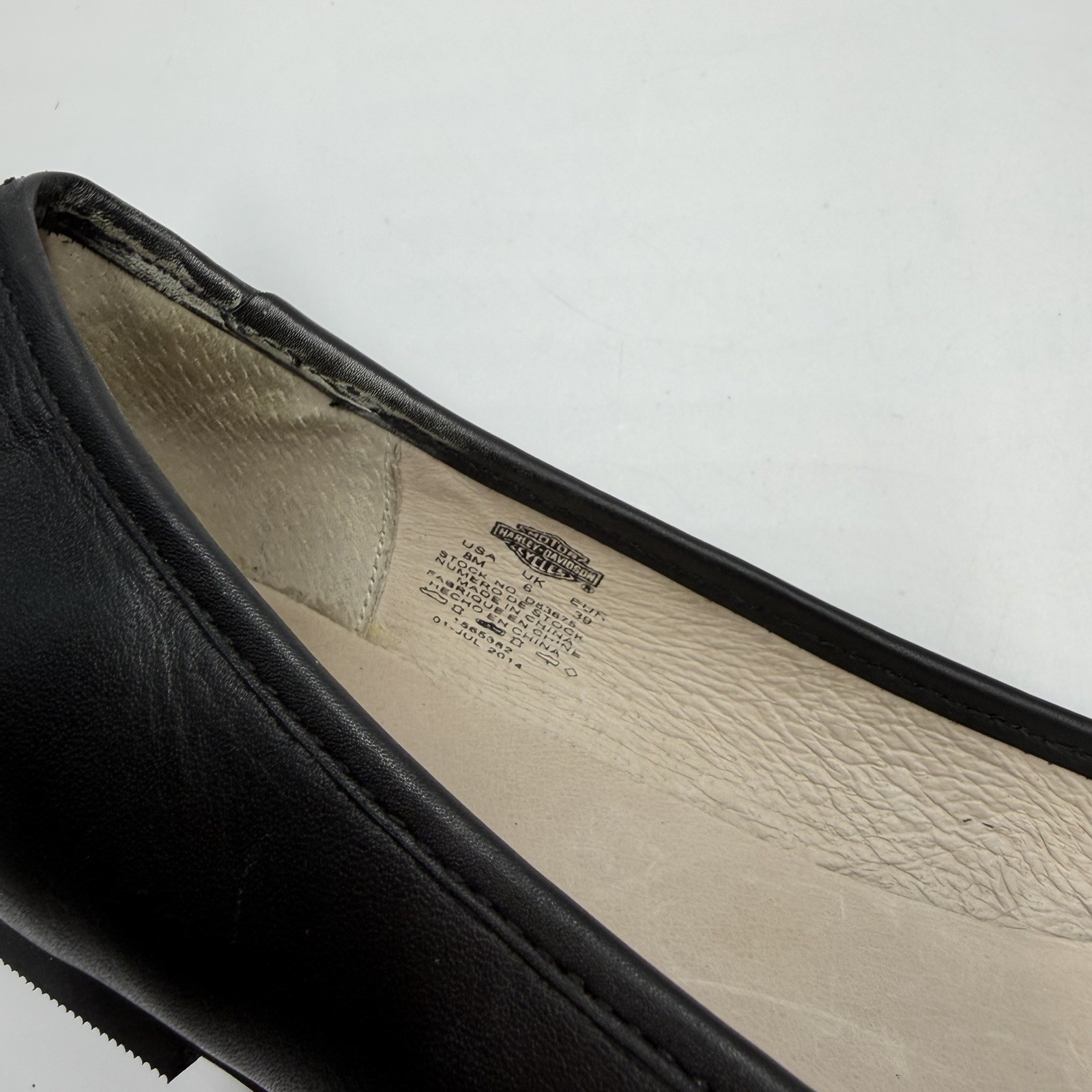Harley Davidson Shoes Denna Black Leather Flats Women’s Size 8
