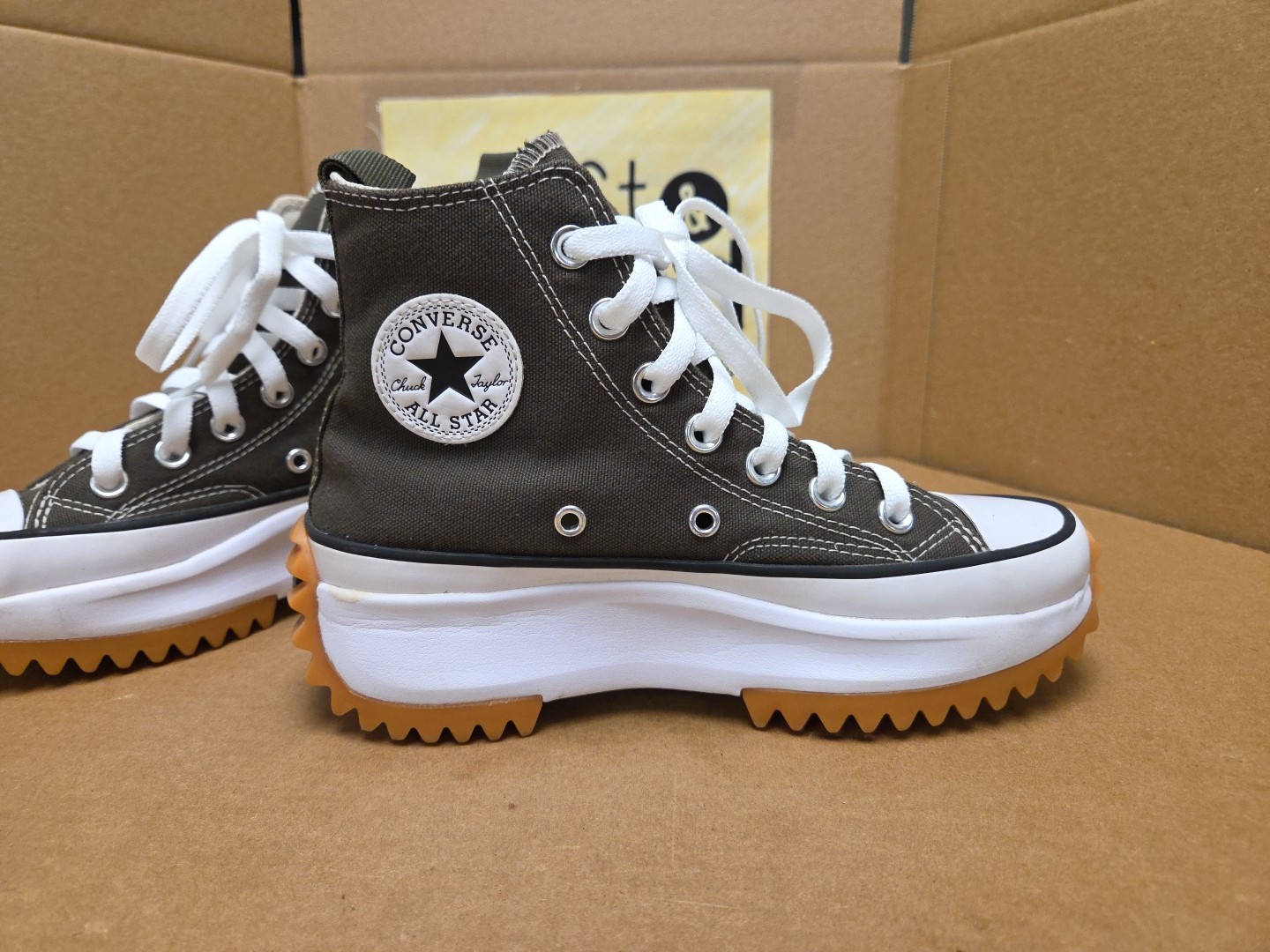 Size Women 5 Men 3.5 Converse Run Star Hike High Cargo Green Khaki * No Insoles