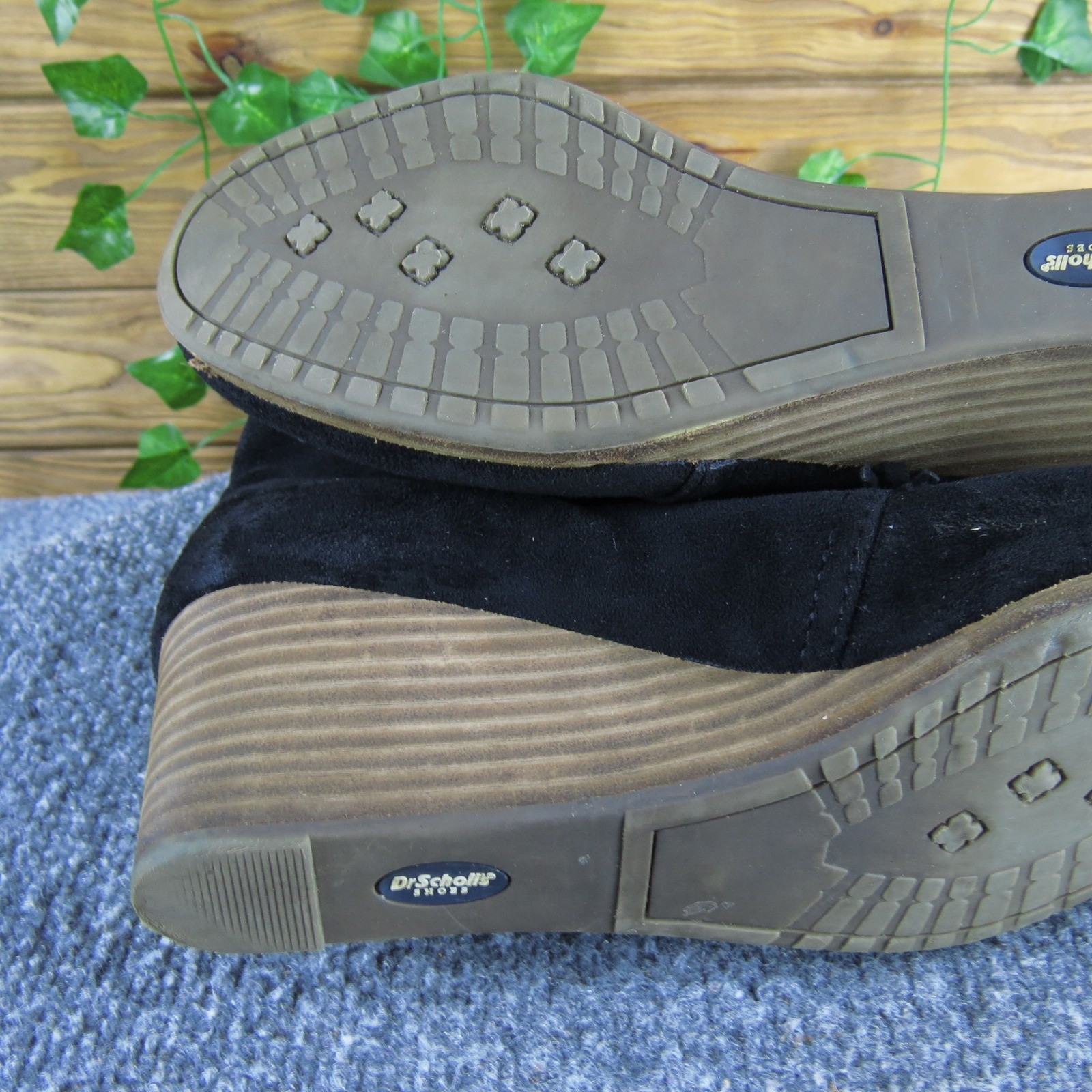 Dr. Scholl’s Dakota Women 9.5 Black Fabric Wedge Ankle Boots Comfort Casual Zip