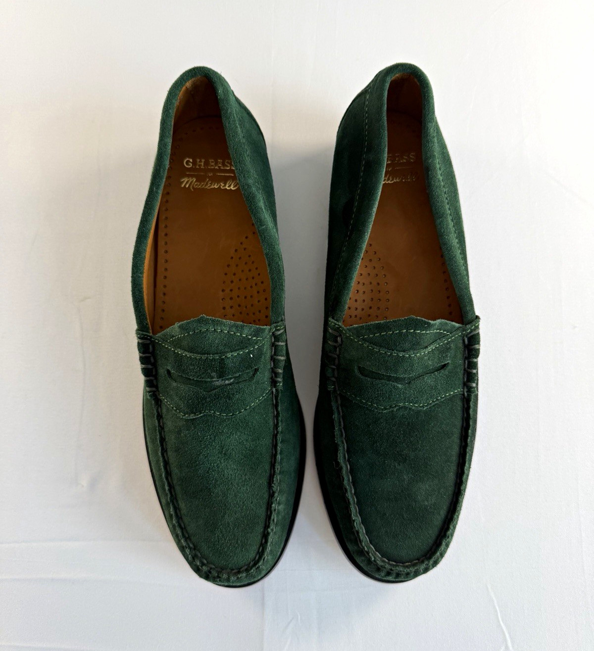 G.H. Bass Whitney Weejun Green Leather Slip-On Loafers WOMENS US 9 M BAX3W060