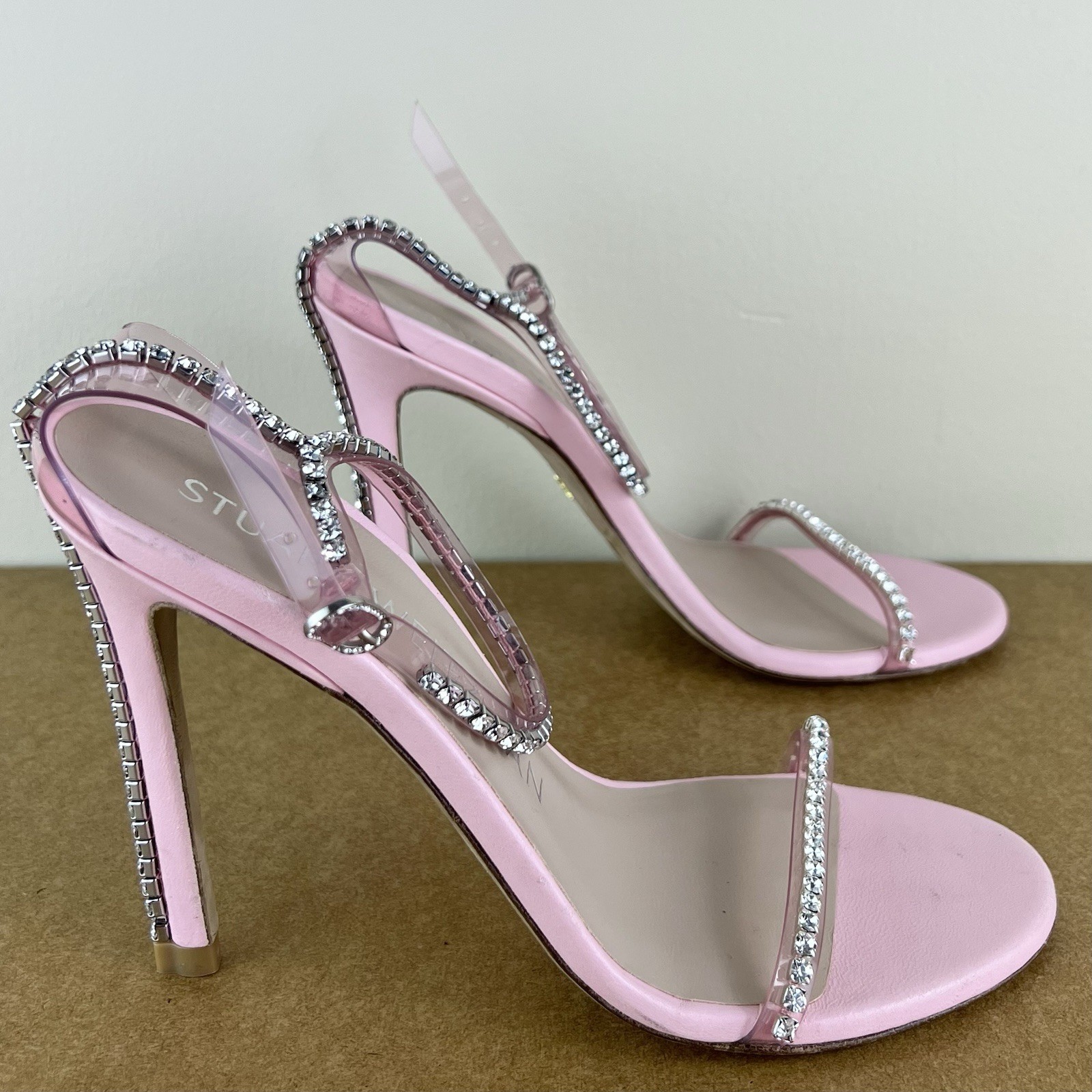 $595 NEW STUART WEITZMAN PINK CRYSTAL EMBELLISHED HEELS 7.5