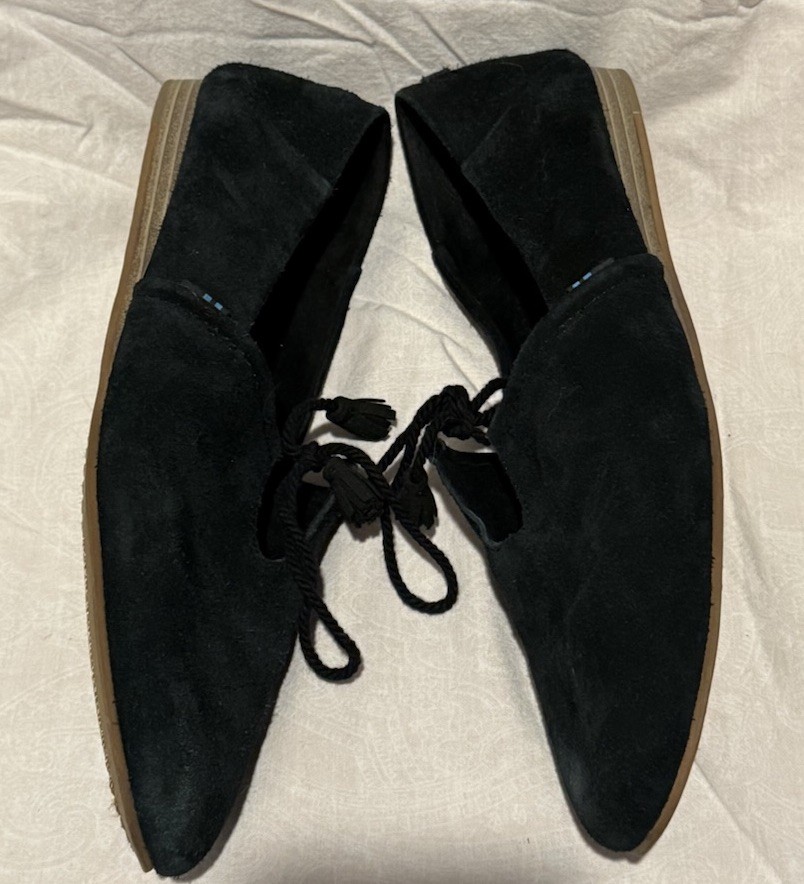 Toms Kelli Tie Front Black Suede Flats US Shoe Size Women’s 9
