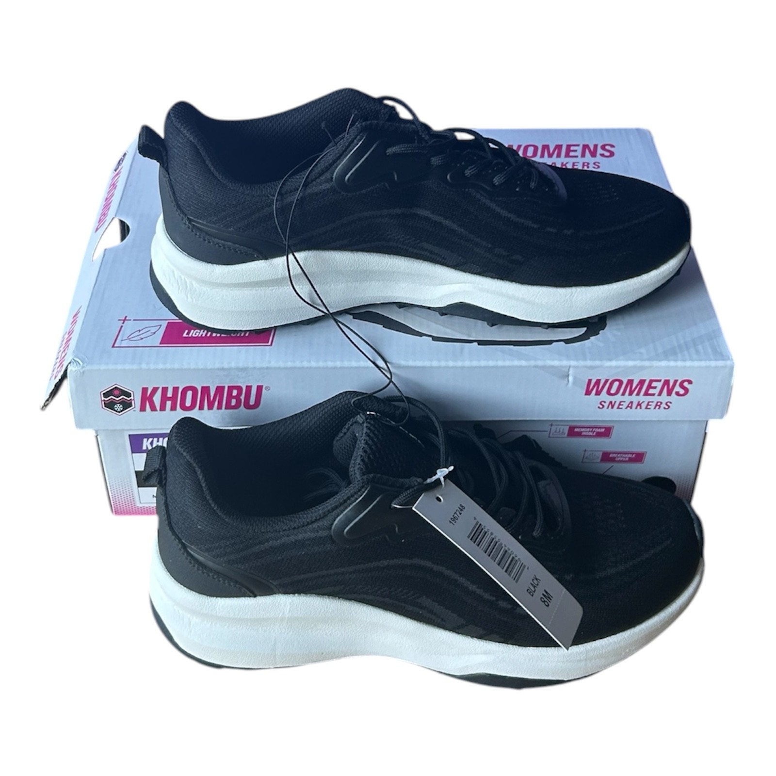 Khombu Women’s Sneaker lightweight Memory Foam Black Size 8