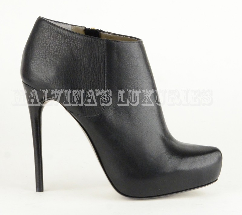 JUST CAVALLI BY ROBERTO CAVALLI ANKLE BOOTS BLACK LEATHER PLATFORM 40 10