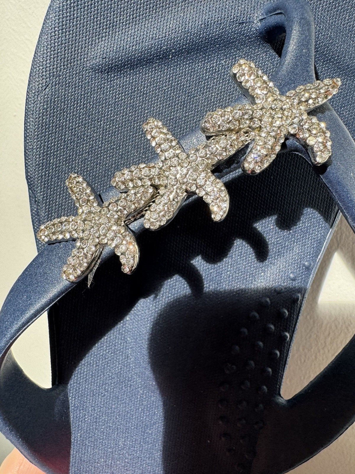EUC Oka-B Ryann Flip Flop beach themed sandals crystal-encrusted starfish charm