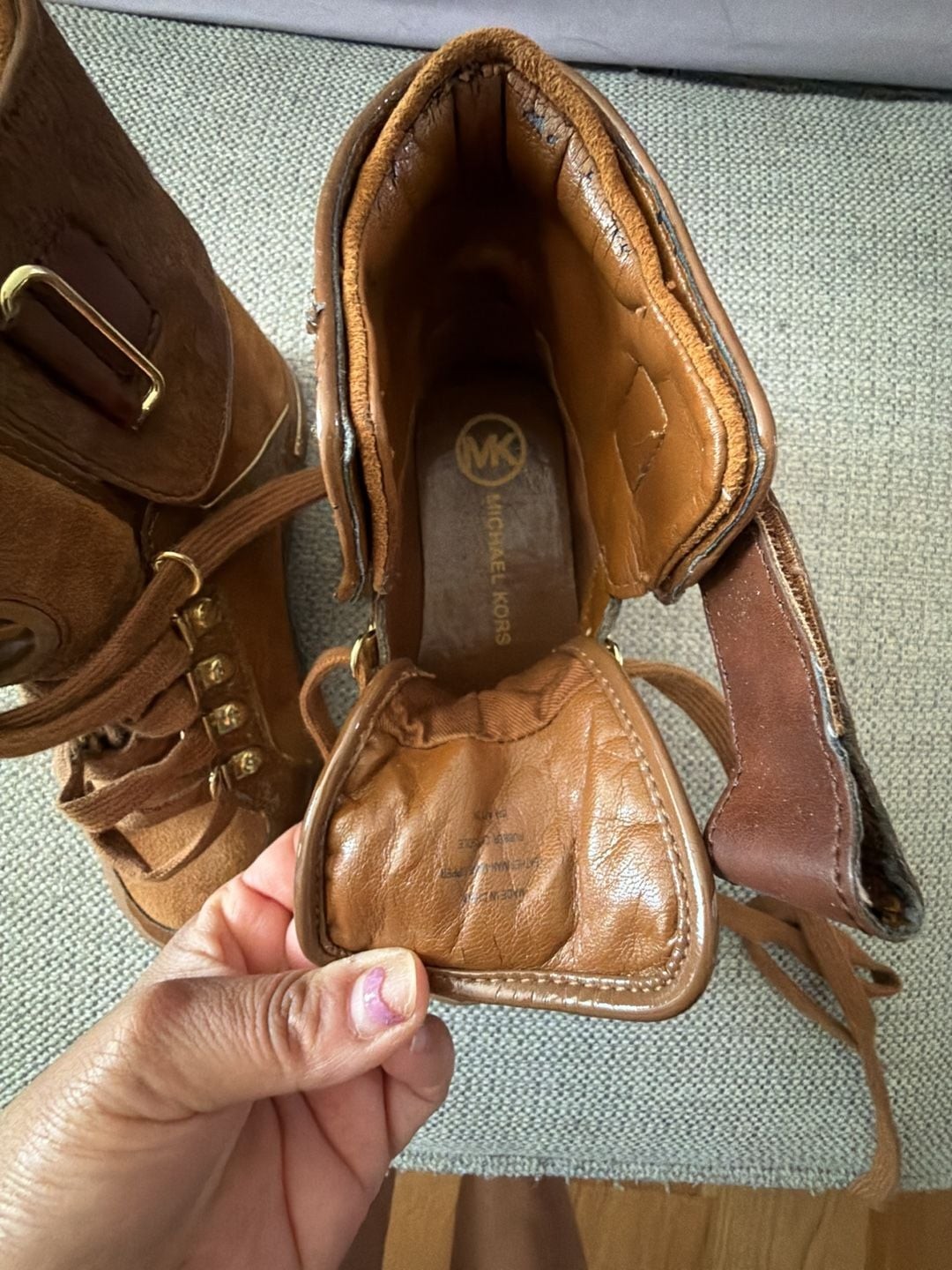 Michael Kors Brown Suede and Patent Leather High-Top Fashion Sneakers