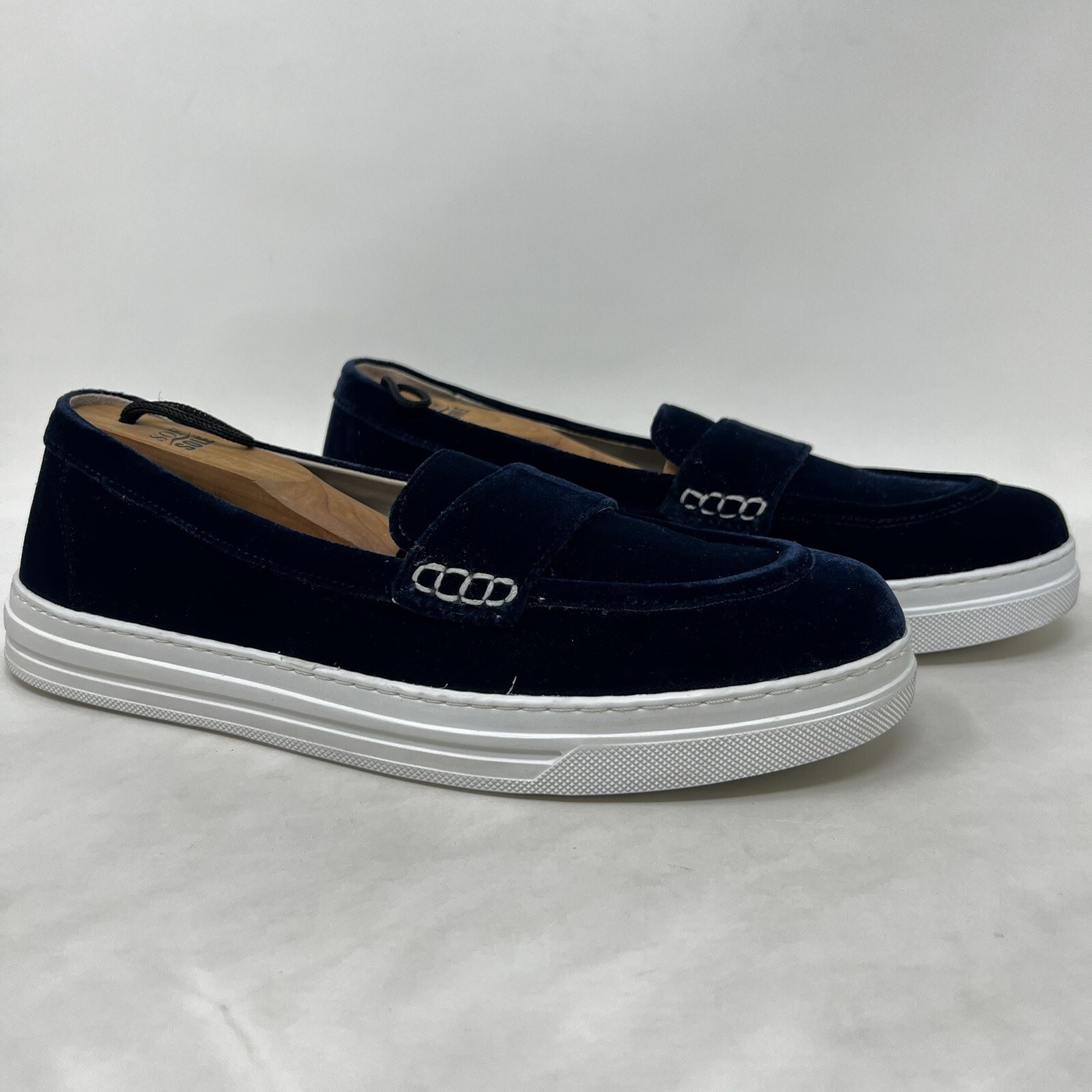 Boden Womens Navy Blue Velvet Textile Sneakers Casual Shoes Size EU 42 10-10.5