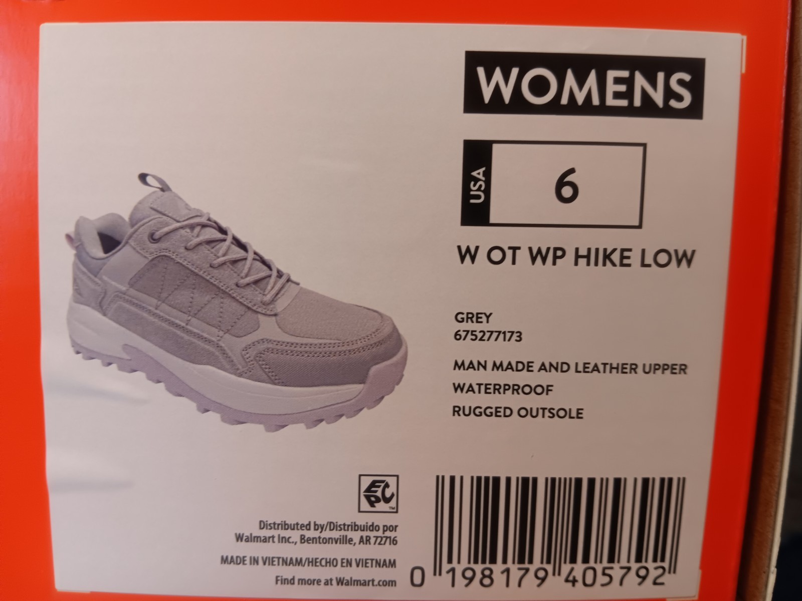 Ozark Trail Waterproof Hiking Sneaker Shoes W OT WP HIKE LOW Gray Size 6