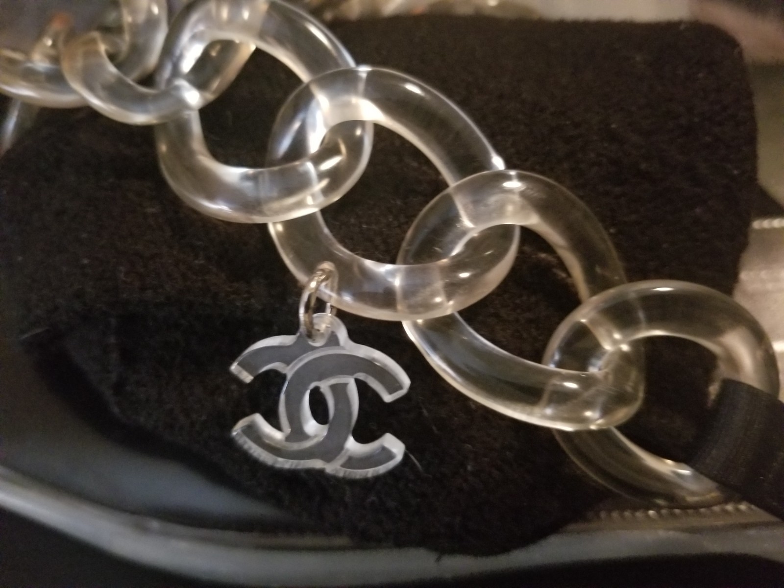 Chanel Sandals 42 Lucite Chain Link Classic CC Hanging Logo 10.5 – 11 Vintage